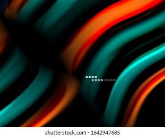 Seda líneas suaves sobre ondas de color líquido y negro. Ilustración vectorial para papel tapiz, cartel, fondo, tarjeta, libro, ilustración, página de inicio, portada, cartel, cartel, pancarta, volante, diseño