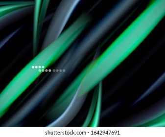 Seda líneas suaves sobre ondas de color líquido y negro. Ilustración vectorial para papel tapiz, cartel, fondo, tarjeta, libro, ilustración, página de inicio, portada, cartel, cartel, pancarta, volante, diseño