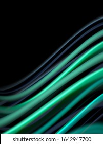 Líneas suaves de seda sobre ondas de color líquido negro. Ilustración vectorial para papel tapiz, pancarta, fondo, tarjeta, libro, ilustración, página de inicio, portada, cartel, cartel, pancarta, volante, diseño