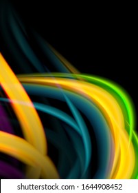 Silk smooth lines on black, liquid fluid color waves. Vector Illustration For Wallpaper, Banner, Background, Card, Book, Illustration, landing page, cover, placard, poster, banner, flyer, design