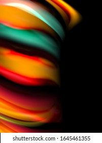 Silk smooth lines on black, liquid fluid color waves. Vector Illustration For Wallpaper, Banner, Background, Card, Book, Illustration, landing page, cover, placard, poster, banner, flyer, design