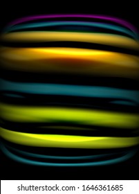 Silk smooth lines on black, liquid fluid color waves. Vector Illustration For Wallpaper, Banner, Background, Card, Book, Illustration, landing page, cover, placard, poster, banner, flyer, design