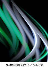 Líneas suaves de seda sobre ondas de color líquido negro. Ilustración vectorial para papel tapiz, pancarta, fondo, tarjeta, libro, ilustración, página de inicio, portada, cartel, cartel, pancarta, volante, diseño