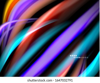 Líneas suaves de seda sobre ondas de color líquido negro. Ilustración vectorial para papel tapiz, pancarta, fondo, tarjeta, libro, ilustración, página de inicio, portada, cartel, cartel, pancarta, volante, diseño