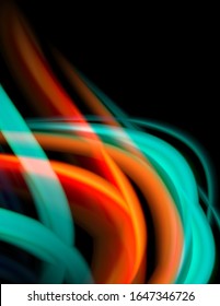 Silk smooth lines on black, liquid fluid color waves. Vector Illustration For Wallpaper, Banner, Background, Card, Book, Illustration, landing page, cover, placard, poster, banner, flyer, design