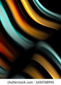 Líneas suaves de seda sobre ondas de color líquido negro. Ilustración vectorial para papel tapiz, pancarta, fondo, tarjeta, libro, ilustración, página de inicio, portada, cartel, cartel, pancarta, volante, diseño
