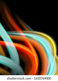 Líneas suaves de seda sobre ondas de color líquido negro. Ilustración vectorial para papel tapiz, pancarta, fondo, tarjeta, libro, ilustración, página de inicio, portada, cartel, cartel, pancarta, volante, diseño