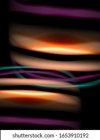 Linhas suaves de seda em ondas coloridas pretas líquidas. Ilustração vetorial para papel de parede, banner, plano de fundo, cartão, livro, ilustração, landing page, capa, cartaz, cartaz, banner, folheto, design