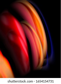 Silk smooth lines on black, liquid fluid color waves. Vector Illustration For Wallpaper, Banner, Background, Card, Book, Illustration, landing page, cover, placard, poster, banner, flyer, design