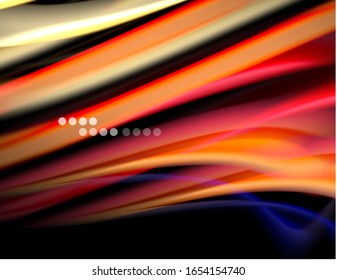 Líneas suaves de seda sobre ondas de color líquido negro. Ilustración vectorial para papel tapiz, pancarta, fondo, tarjeta, libro, ilustración, página de inicio, portada, cartel, cartel, pancarta, volante, diseño