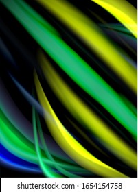 Silk smooth lines on black, liquid fluid color waves. Vector Illustration For Wallpaper, Banner, Background, Card, Book, Illustration, landing page, cover, placard, poster, banner, flyer, design