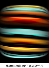 Silk smooth lines on black, liquid fluid color waves. Vector Illustration For Wallpaper, Banner, Background, Card, Book, Illustration, landing page, cover, placard, poster, banner, flyer, design