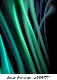 Silk smooth lines on black, liquid fluid color waves. Vector Illustration For Wallpaper, Banner, Background, Card, Book, Illustration, landing page, cover, placard, poster, banner, flyer, design