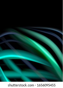 Líneas suaves de seda sobre ondas de color líquido negro. Ilustración vectorial para papel tapiz, pancarta, fondo, tarjeta, libro, ilustración, página de inicio, portada, cartel, cartel, pancarta, volante, diseño