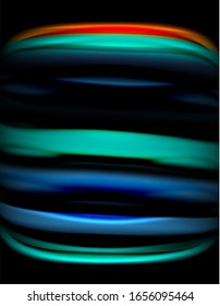 Silk smooth lines on black, liquid fluid color waves. Vector Illustration For Wallpaper, Banner, Background, Card, Book, Illustration, landing page, cover, placard, poster, banner, flyer, design