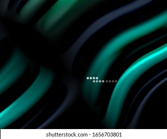 Silk smooth lines on black, liquid fluid color waves. Vector Illustration For Wallpaper, Banner, Background, Card, Book, Illustration, landing page, cover, placard, poster, banner, flyer, design
