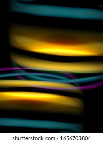 Silk smooth lines on black, liquid fluid color waves. Vector Illustration For Wallpaper, Banner, Background, Card, Book, Illustration, landing page, cover, placard, poster, banner, flyer, design