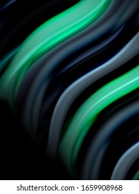 Líneas suaves de seda sobre ondas de color líquido negro. Ilustración vectorial para papel tapiz, pancarta, fondo, tarjeta, libro, ilustración, página de inicio, portada, cartel, cartel, pancarta, volante, diseño