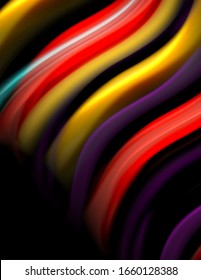 Líneas suaves de seda sobre ondas de color líquido negro. Ilustración vectorial para papel tapiz, pancarta, fondo, tarjeta, libro, ilustración, página de inicio, portada, cartel, cartel, pancarta, volante, diseño