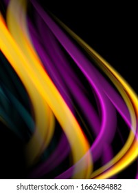 Líneas suaves de seda sobre ondas de color líquido negro. Ilustración vectorial para papel tapiz, pancarta, fondo, tarjeta, libro, ilustración, página de inicio, portada, cartel, cartel, pancarta, volante, diseño