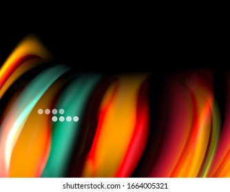 Líneas suaves de seda sobre ondas de color líquido negro. Ilustración vectorial para papel tapiz, pancarta, fondo, tarjeta, libro, ilustración, página de inicio, portada, cartel, cartel, pancarta, volante, diseño