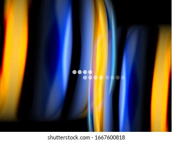 Silk smooth lines on black, liquid fluid color waves. Vector Illustration For Wallpaper, Banner, Background, Card, Book, Illustration, landing page, cover, placard, poster, banner, flyer, design
