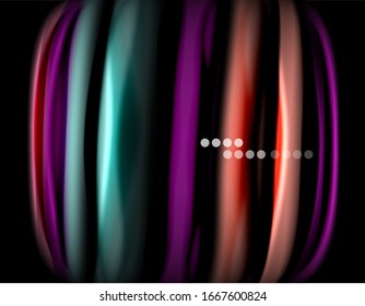 Silk smooth lines on black, liquid fluid color waves. Vector Illustration For Wallpaper, Banner, Background, Card, Book, Illustration, landing page, cover, placard, poster, banner, flyer, design