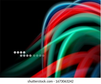 Líneas suaves de seda sobre ondas de color líquido negro. Ilustración vectorial para papel tapiz, pancarta, fondo, tarjeta, libro, ilustración, página de inicio, portada, cartel, cartel, pancarta, volante, diseño