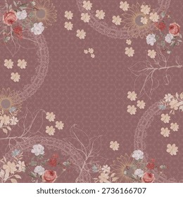 silk square hijab abstract floral pattern