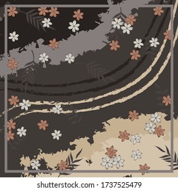 silk square scarf with abstract floral pattern design