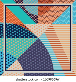 silk square scarf design with striped and dots pattern