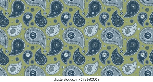 Seda con estilo para decorar el patrón floral. Vector de superficie a dibujado repitiendo. Acariciar remolinándose en la botánica vieja. Decorando paisley, flor contemporánea.