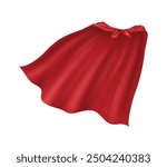 Silk superhero cloak tied on nonexistent shoulders commonsense vector illustration. Portion play equip party clothing 3d address on white establishment