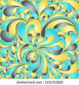 Silk texture fluid shapes, gradient color abstract branches elegant floral pattern, stylized flower organic print, vector ornate background. Classic floral twirls stylized organic tile sample.