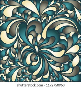 Silk texture fluid shapes, gradient color abstract branches elegant floral pattern, stylized flower organic print, vector ornate background. Swirly floral twirls stylized organic tile template.