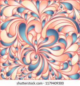 Silk texture fluid shapes, gradient color abstract branches elegant floral pattern, stylized flower organic print, vector ornate background. Graphic floral shapes stylized organic tile template.