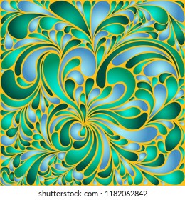 Silk texture fluid shapes, gradient color abstract branches elegant floral pattern, stylized flower organic print, vector ornate background. Fresh floral twirls stylized organic tile template.