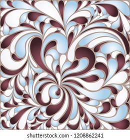 Silk texture fluid shapes, gradient color abstract branches elegant floral pattern, stylized flower organic print, vector ornate background. Swirly floral twirls stylized organic tile sample.