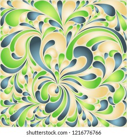 Silk texture fluid shapes, gradient color abstract branches elegant floral pattern, stylized flower organic print, vector ornate background. Creative floral twirls stylized organic tile background.