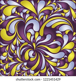 Silk texture fluid shapes, gradient color abstract branches elegant floral pattern, stylized flower organic print, vector ornate background. Fresh floral twirls stylized organic tile background.