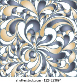 Silk texture fluid shapes, gradient color abstract branches elegant floral pattern, stylized flower organic print, vector ornate background. Flourish floral twirls stylized organic tile template.