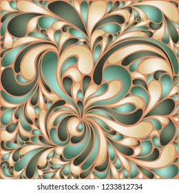 Silk texture fluid shapes, gradient color abstract branches elegant floral pattern, stylized flower organic print, vector ornate background. Classic floral shapes stylized organic tile backdrop.