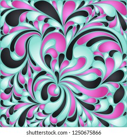 Silk texture fluid shapes, gradient color abstract branches elegant floral pattern, stylized flower organic print, vector ornate background. Ethnic floral twirls stylized organic tile background.