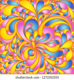 Silk texture fluid shapes, gradient color abstract branches elegant floral pattern, stylized flower organic print, vector ornate background. Modern floral twirls stylized organic tile template.