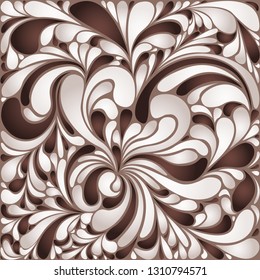 Silk texture fluid shapes, gradient color abstract branches elegant floral pattern, stylized flower organic print, vector ornate background. Graphic floral twirls stylized organic tile vector.