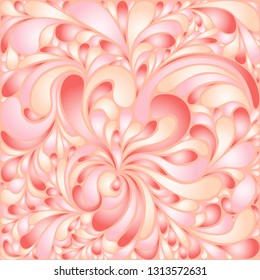 Silk texture fluid shapes, gradient color abstract branches elegant floral pattern, stylized flower organic print, vector ornate background. Fancy floral twirls stylized organic tile sample.