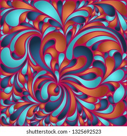 Silk texture fluid shapes, gradient color abstract branches elegant floral pattern, stylized flower organic print, vector ornate background. Beautiful floral twirls stylized organic tile backdrop.