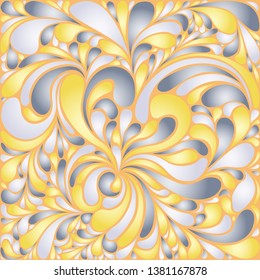 Silk texture fluid shapes, gradient color abstract branches elegant floral pattern, stylized flower organic print, vector ornate background. Graphic floral shapes stylized organic tile mosaic.