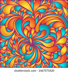 Silk texture fluid shapes, gradient color abstract branches elegant floral pattern, stylized flower organic print, vector ornate background. Flourish floral twirls stylized organic tile template.