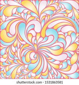 Silk texture fluid shapes, gradient color abstract branches elegant floral pattern, stylized flower organic print, vector ornate background. Classic floral shapes stylized organic tile template.